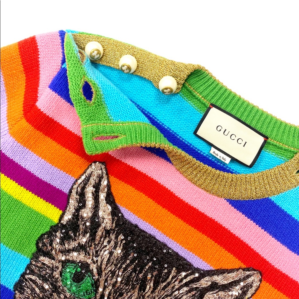 SOLD Authentic Gucci Guccify Cat Sweater size M - Picture 6 of 8